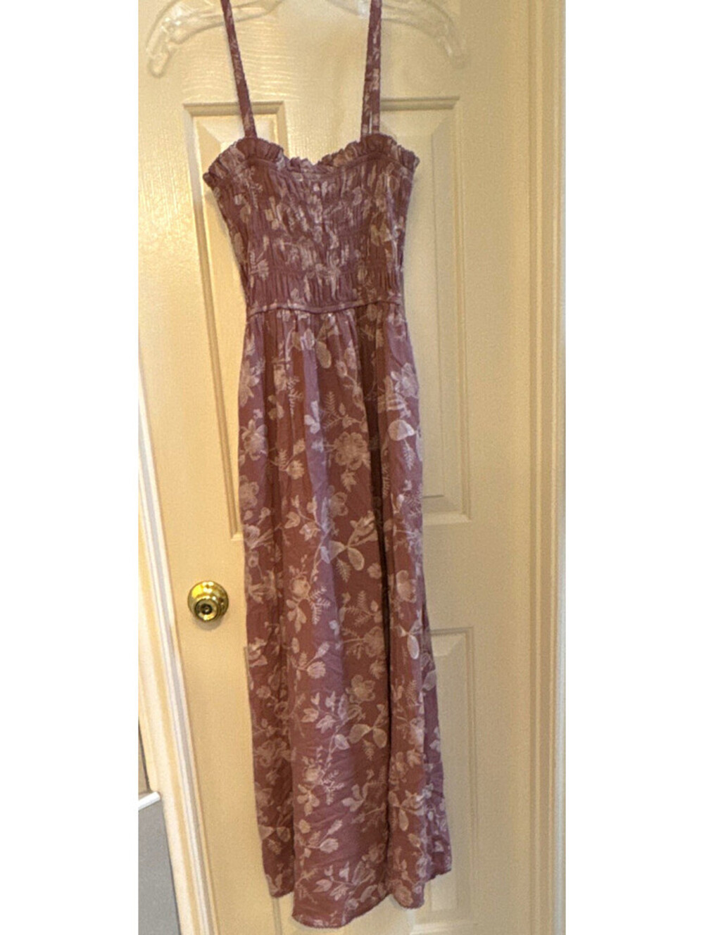 Universal Thread Mauve Floral Smocked Maxi Sundress Square Neck Strappy XS